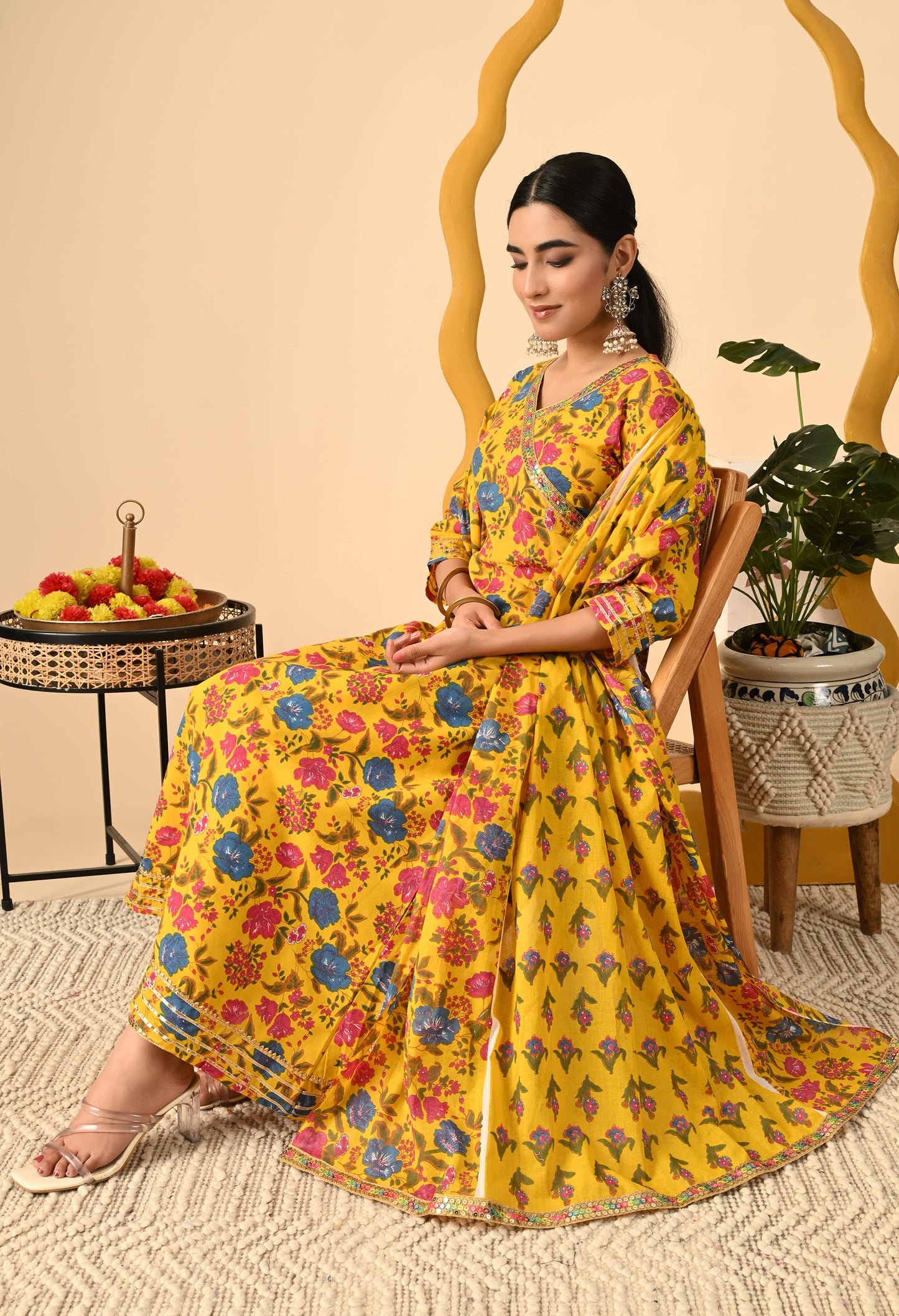 Women Printed Cotton Blend Party wear Set