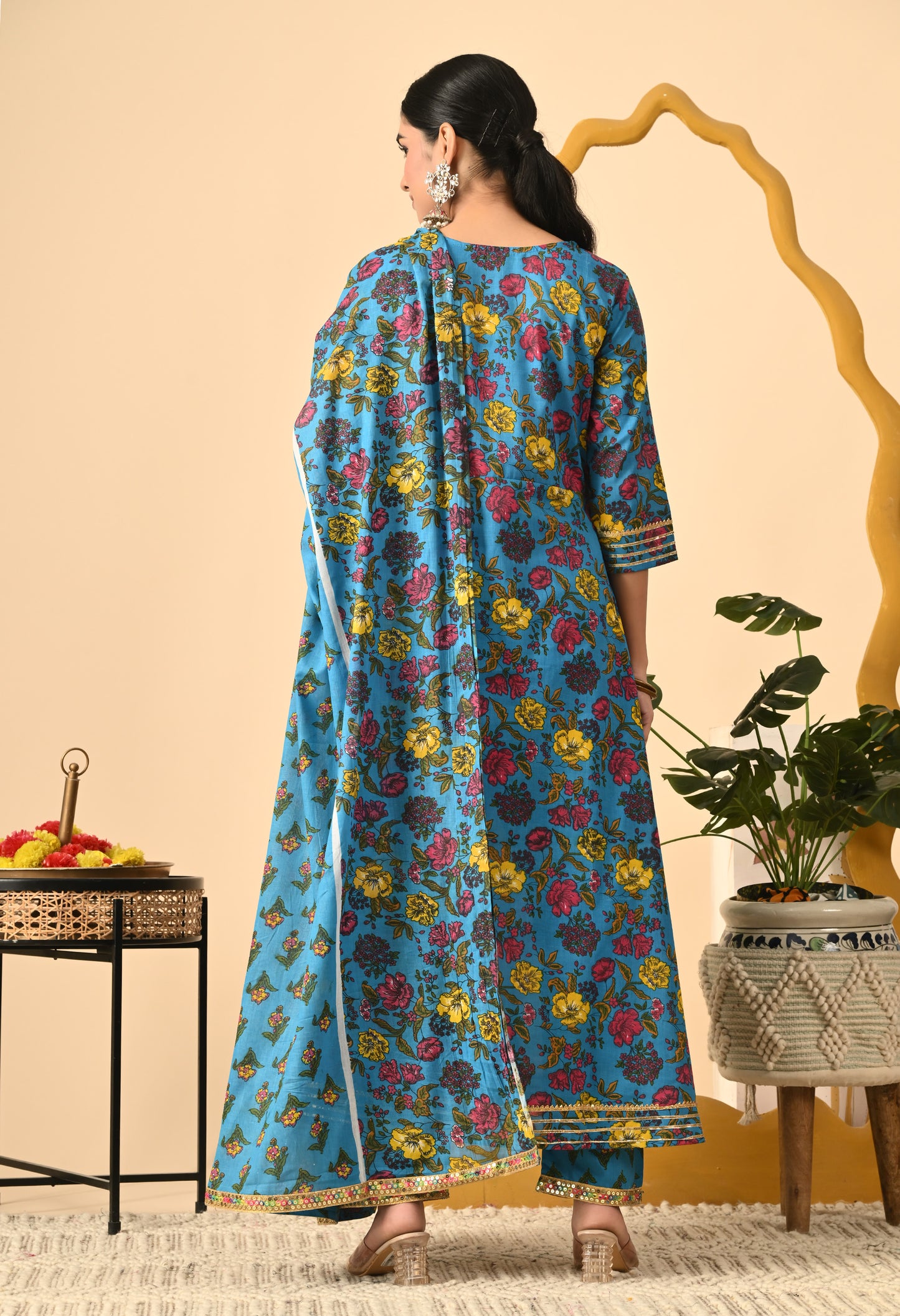 Women Printed Cotton Blend Party wear Set (Ramagreen)