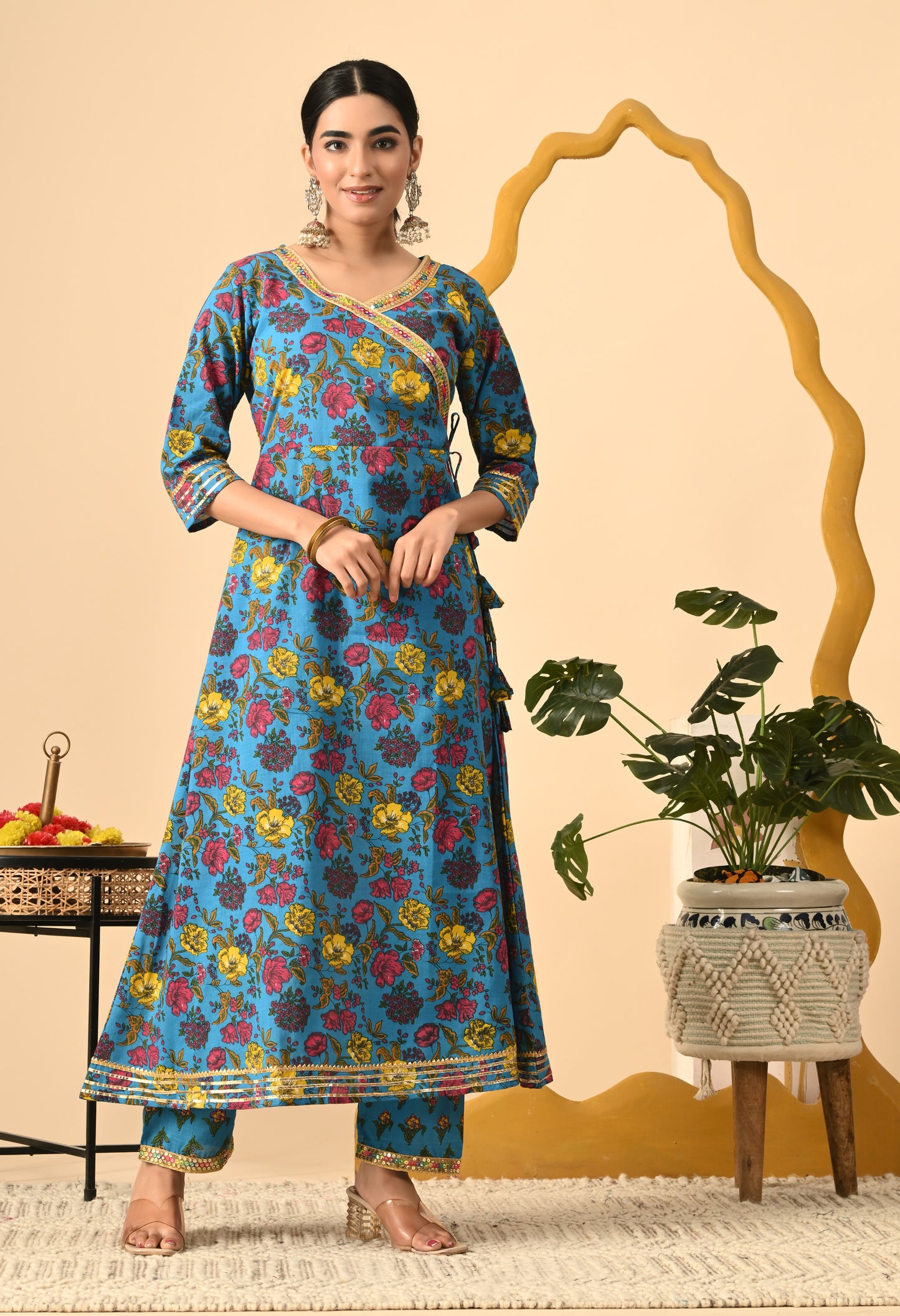 Women Printed Cotton Blend Party wear Set (Ramagreen)