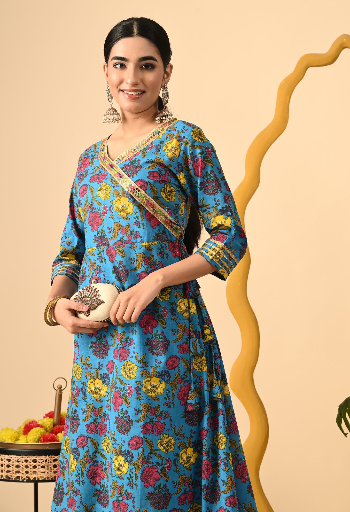 Women Printed Cotton Blend Party wear Set (Ramagreen)