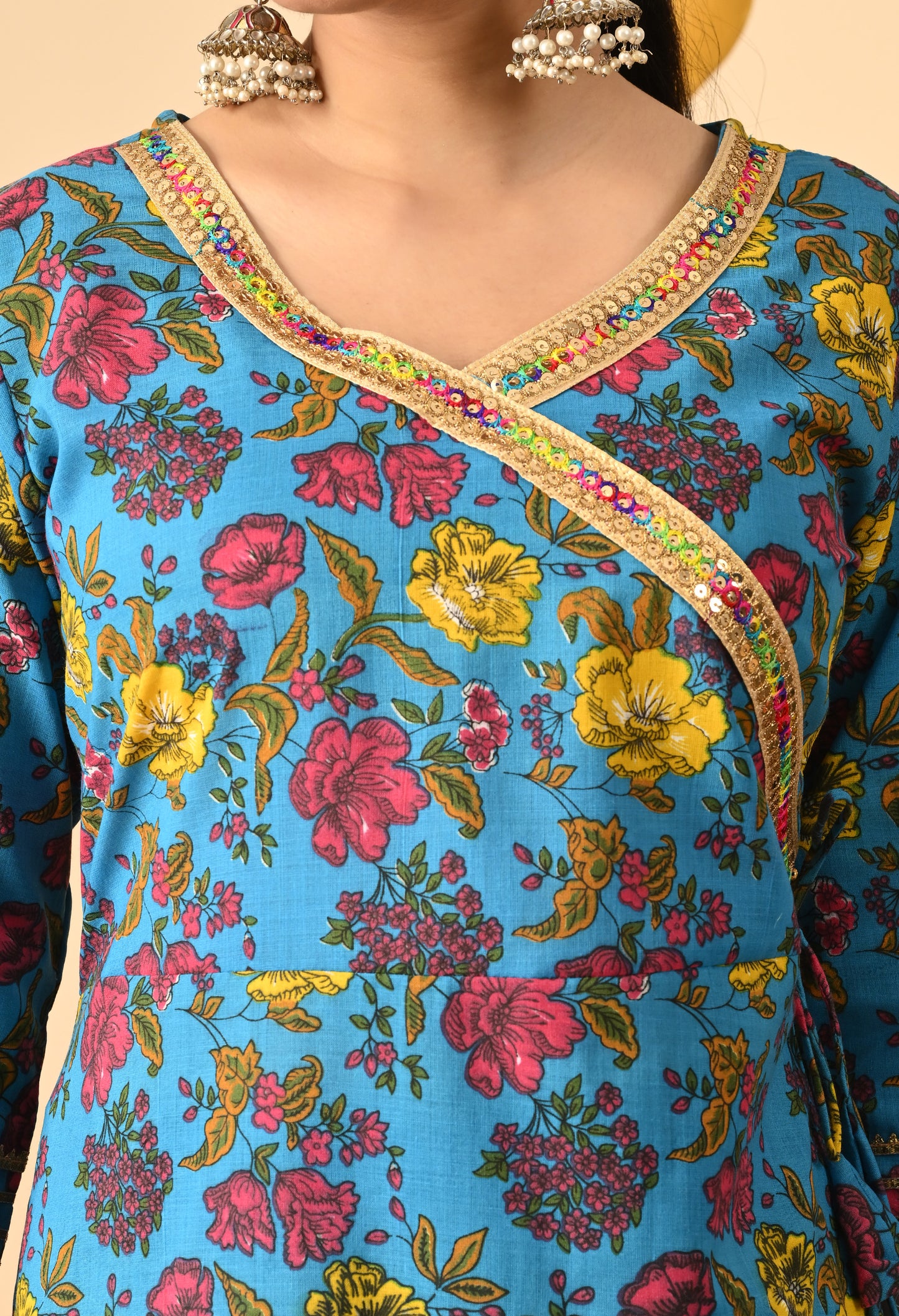 Women Printed Cotton Blend Party wear Set (Ramagreen)