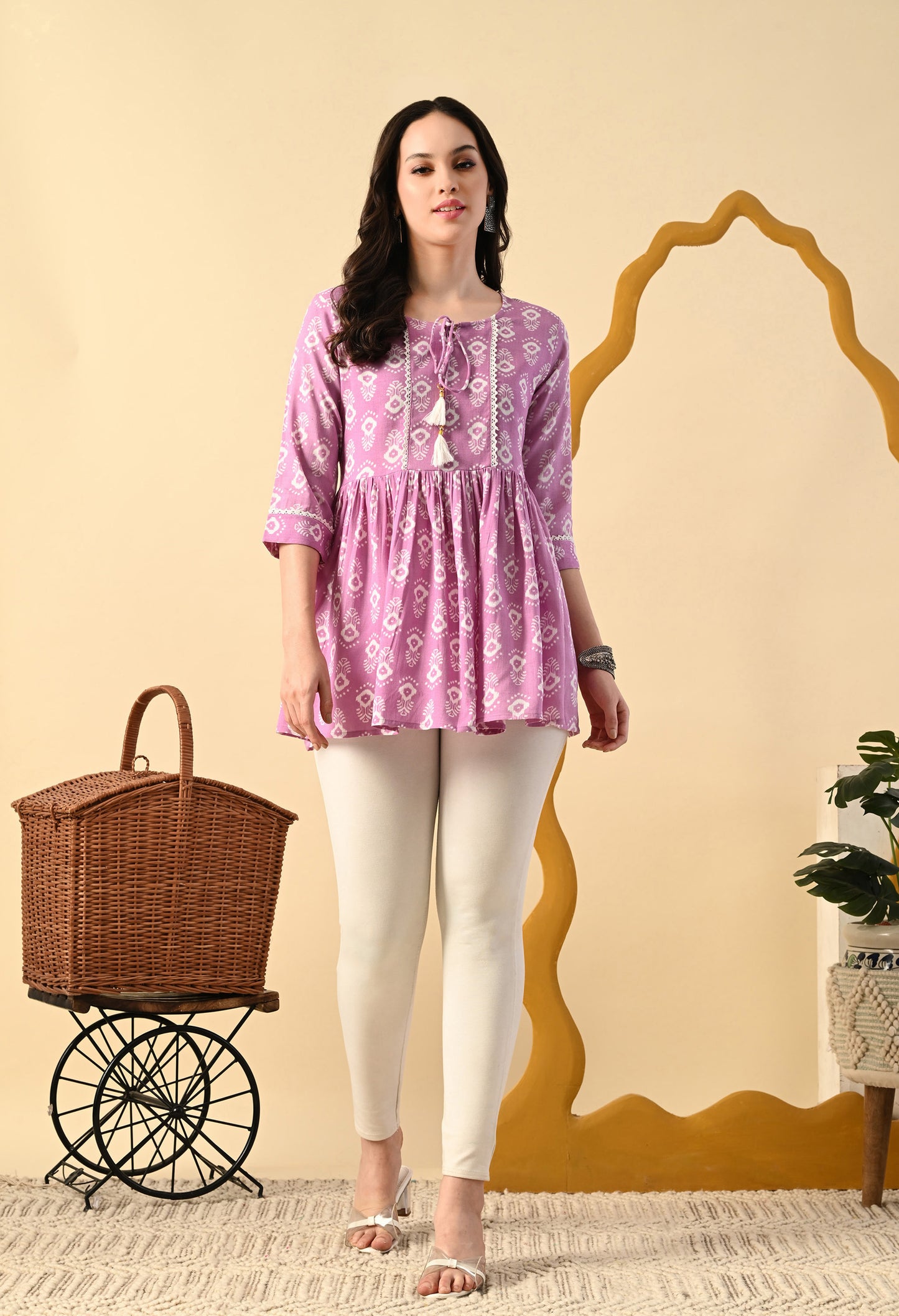 Women Printed Party wear Top (Pink)