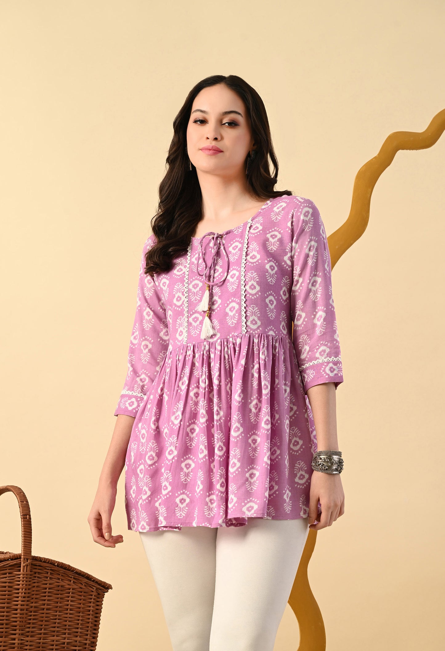Women Printed Party wear Top (Pink)