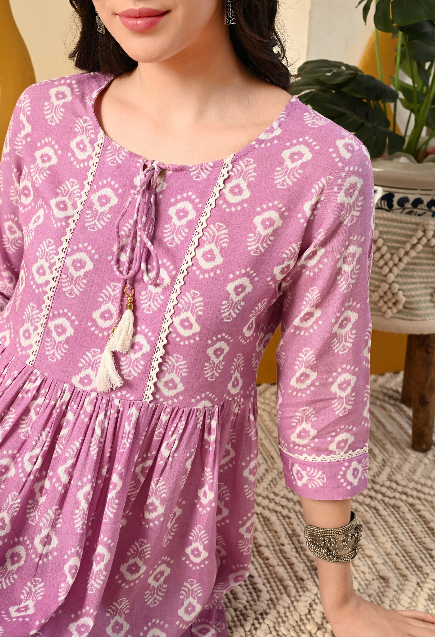 Women Printed Party wear Top (Pink)