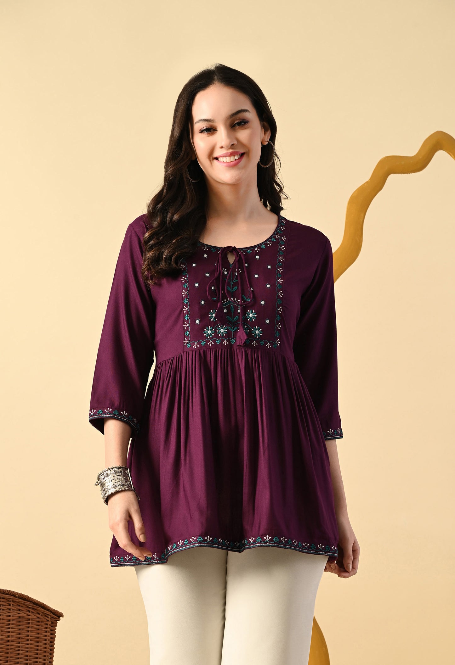 Women Printed Party wear Top (Maroon)