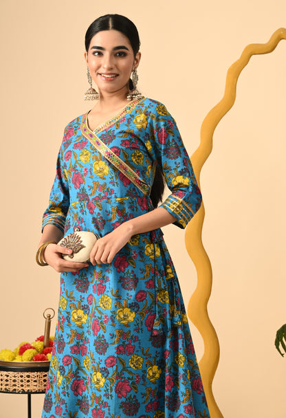 Women Printed Cotton Blend Party wear Set (Ramagreen)