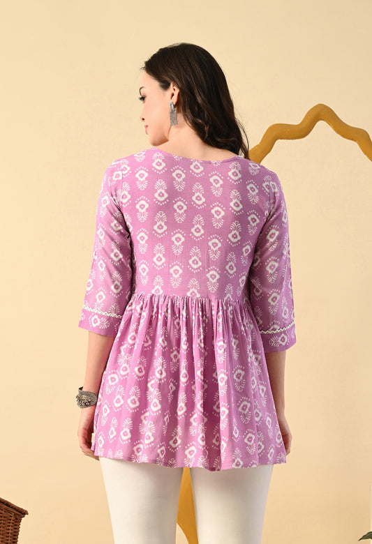 Women Printed Party wear Top (Pink)