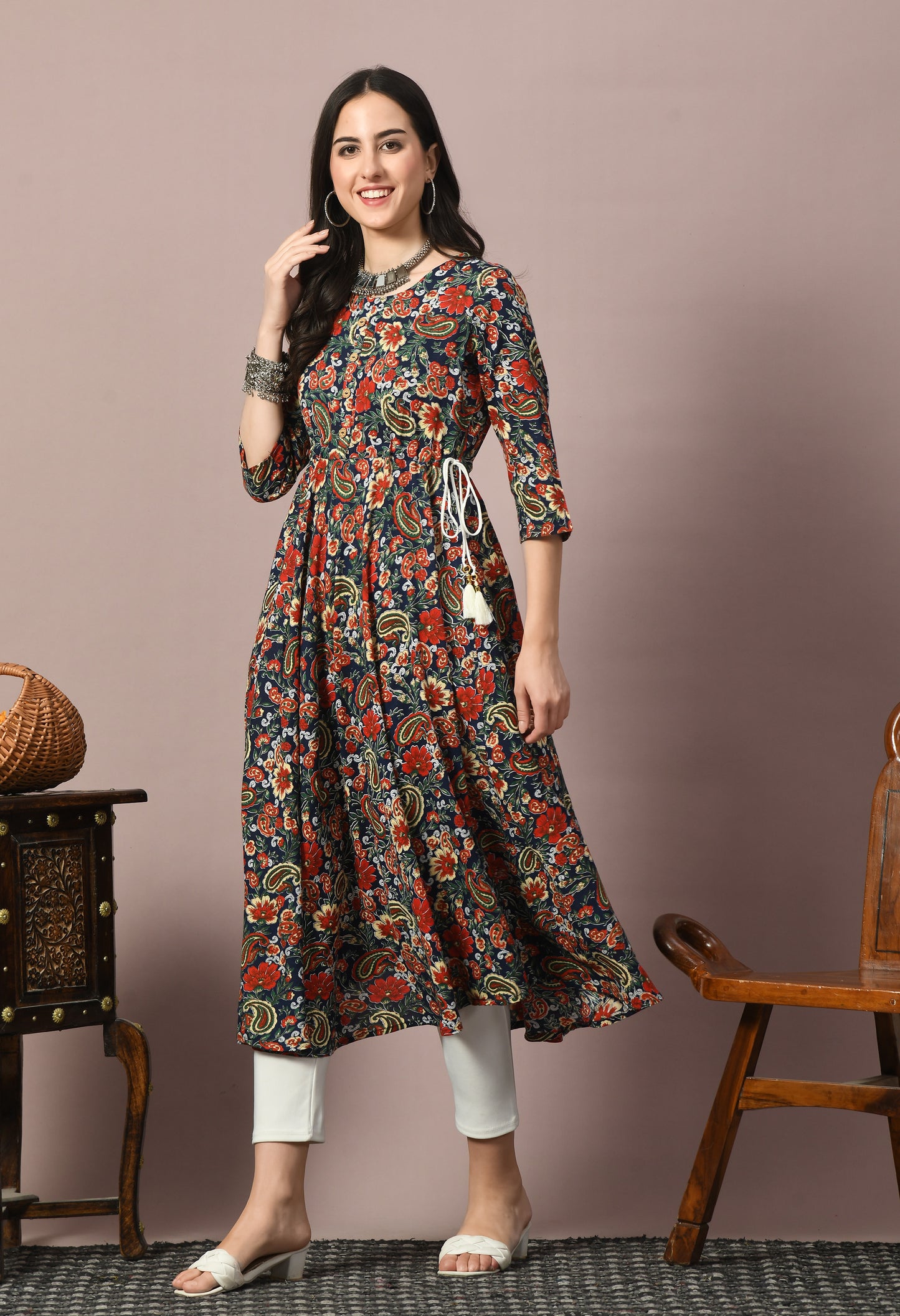 Women Cotton Printed Anarkali Kurta