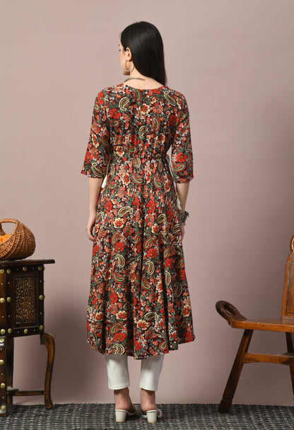 Women Cotton Printed Anarkali Kurta