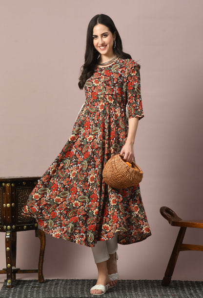 Women Cotton Printed Anarkali Kurta